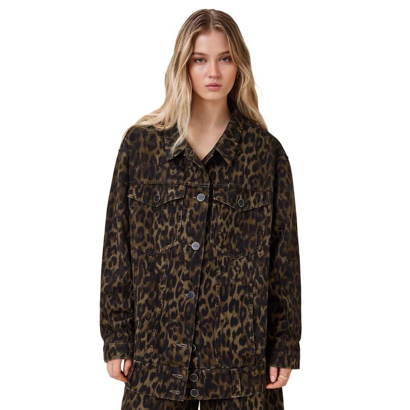 AllSaints Willow Leopard Print Denim Jacket image number 0